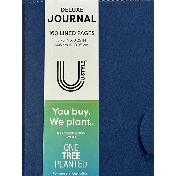 Deluxe Journal Diary Notebook Blue Faux Leather 160 Lined Pages 5.75"W X 8.25"H - Picture 3 of 4